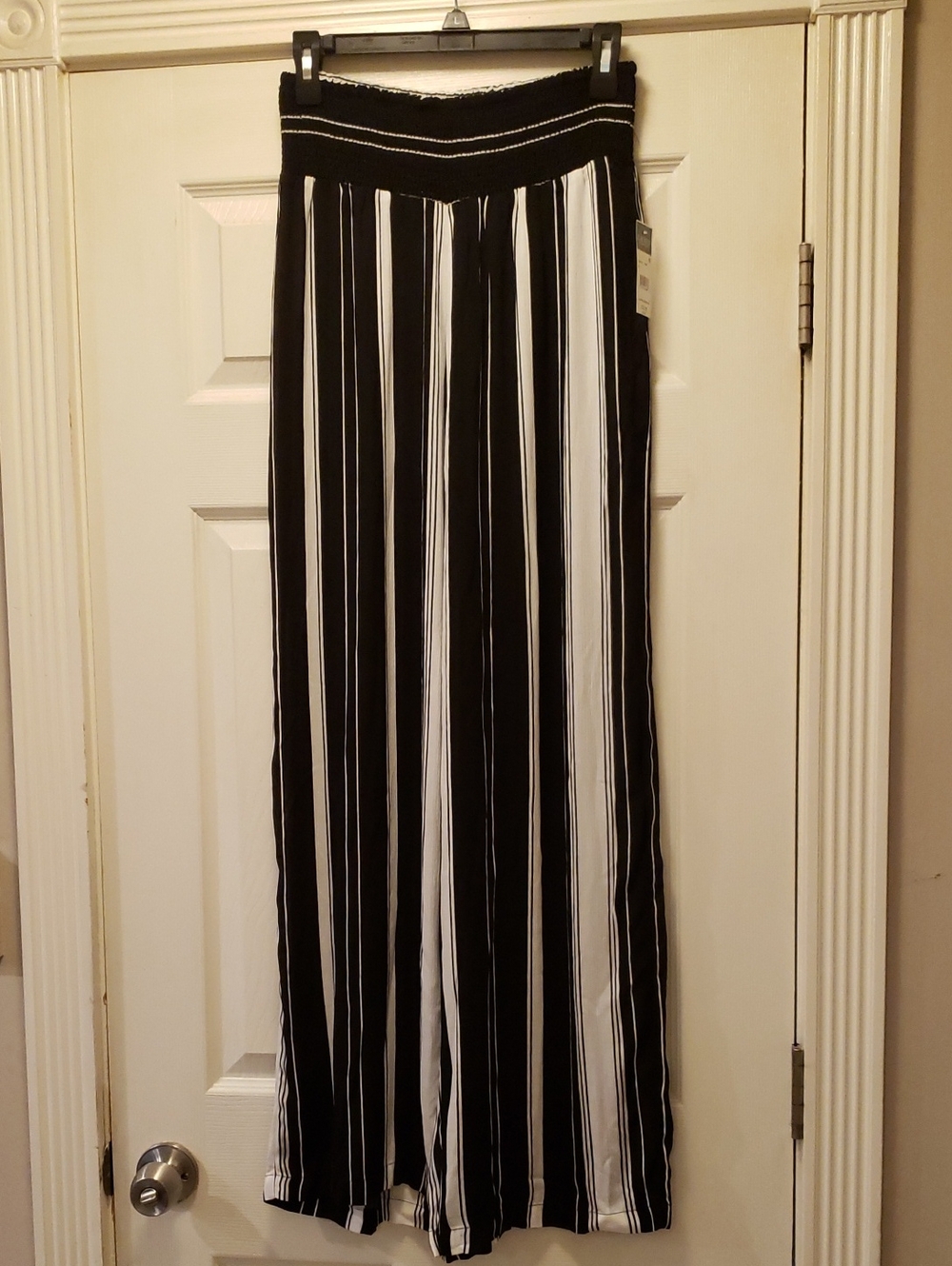Ralph Lauren Black & White Wide-Leg Striped Pants